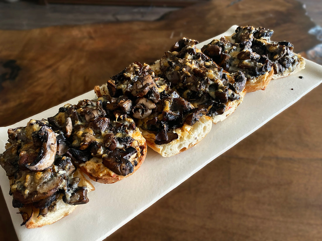 Mushroom Bruschetta recipe with a balsamic honey glaze