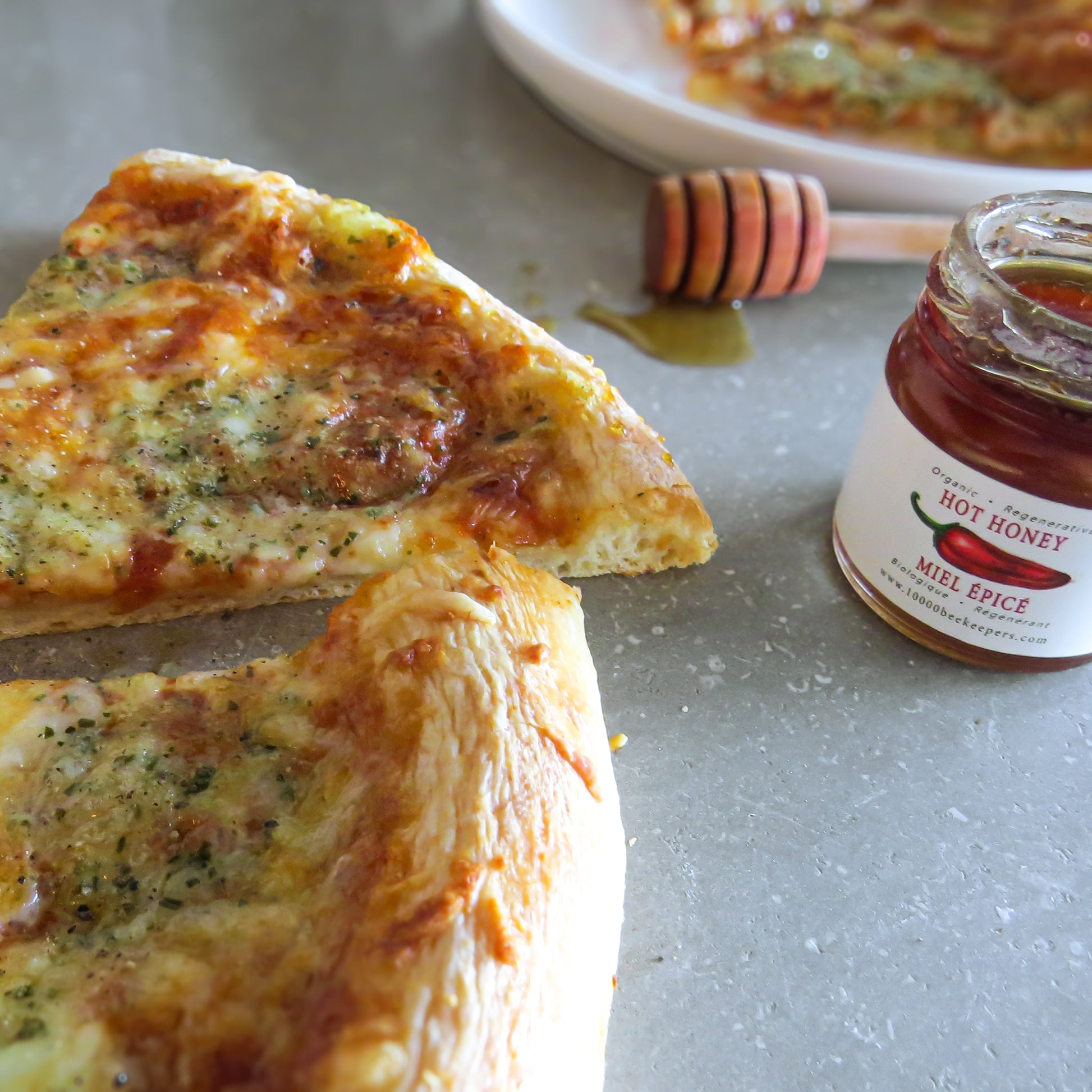 Mini Hot Honey on pizza